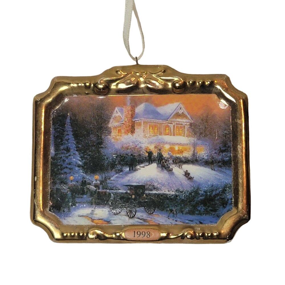 Thomas Kincaid Vintage Christmas Ornament Victorian Christmas II Ceramic 1998